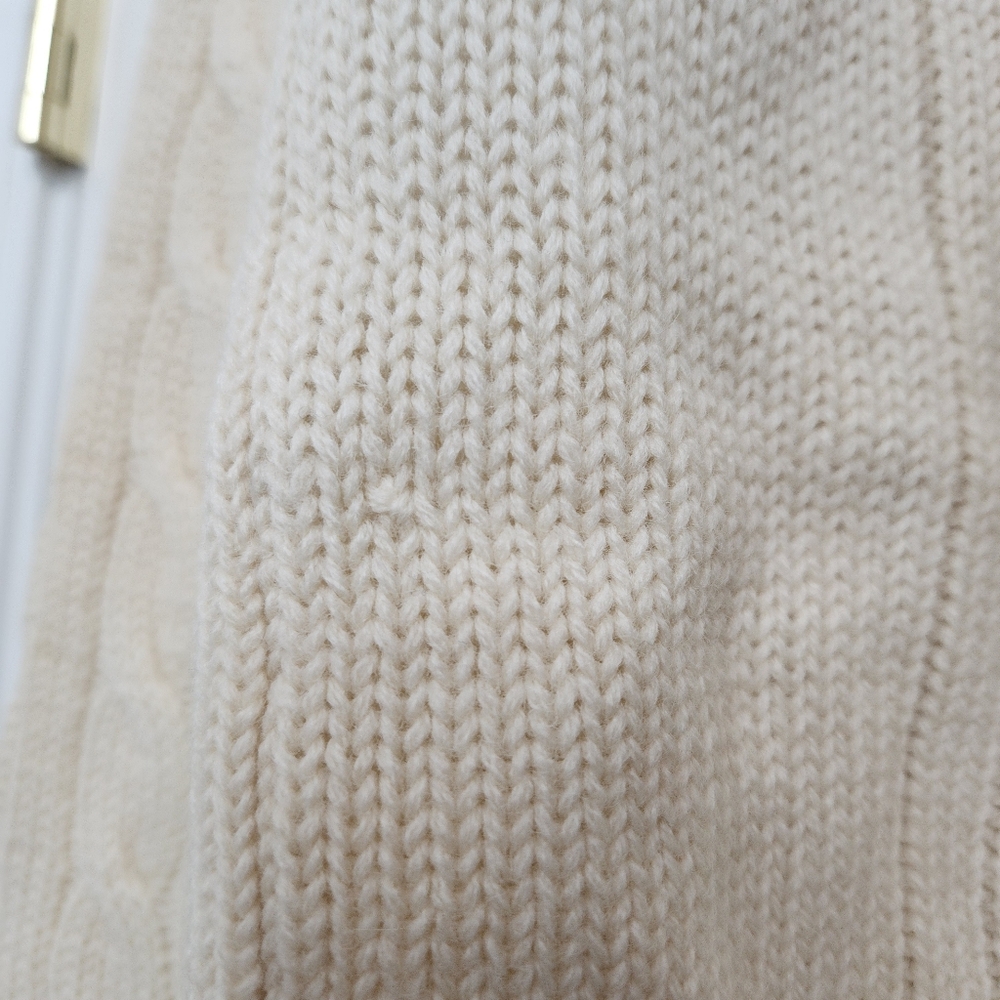 Mens JC Penney 100% Worsted Wool Button Cardigan Sweater Oatmeal Cream XL Tall - Picture 4 of 9